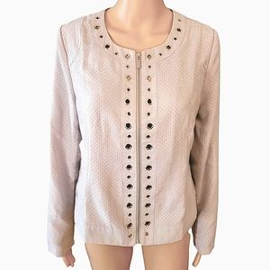 Tricotto Zip Up Jacket NWT Gray With Silver Grommets Medium